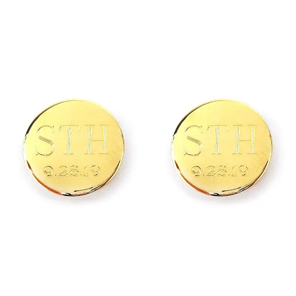 Engraved Round Cuff Links With Date