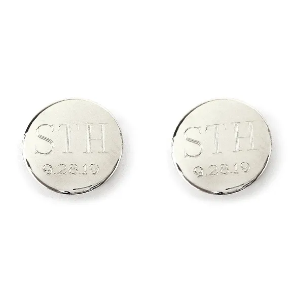 Engraved Round Cuff Links With Date