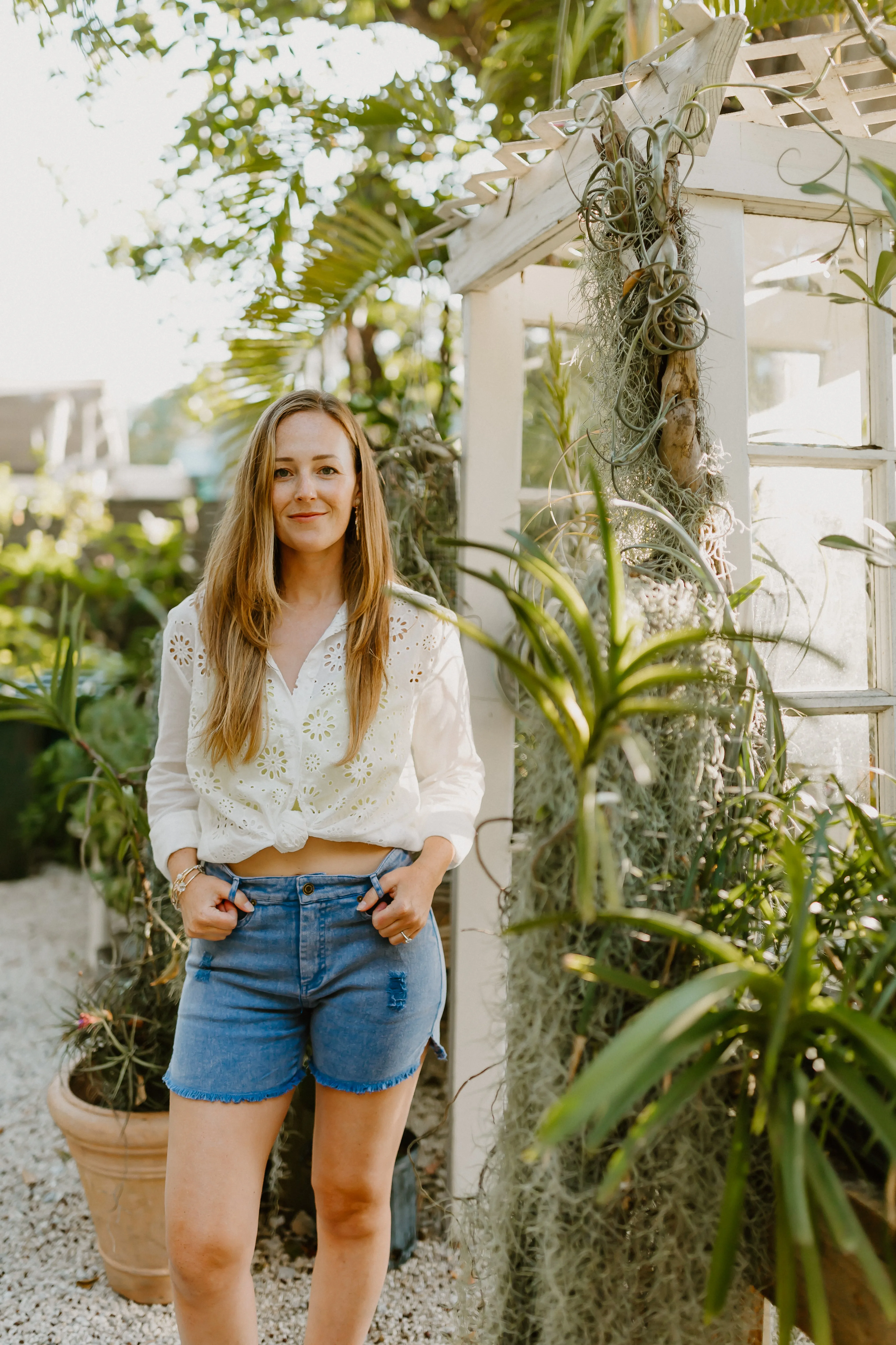 Eyelet Button Down Shirt