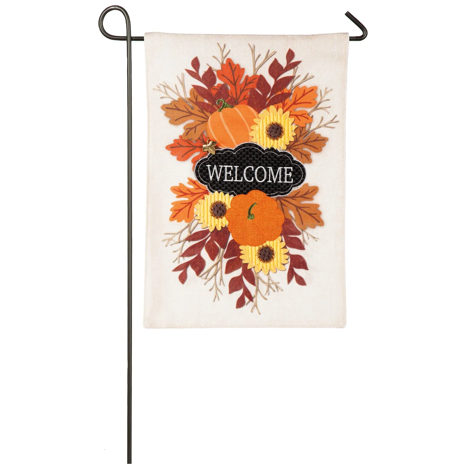 Fall Floral Welcome Garden Burlap Flag,14b8306