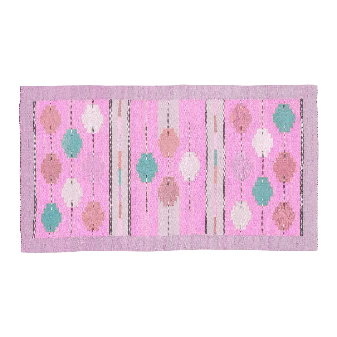 Fez Flair Dhurrie Cotton Rug - Pink