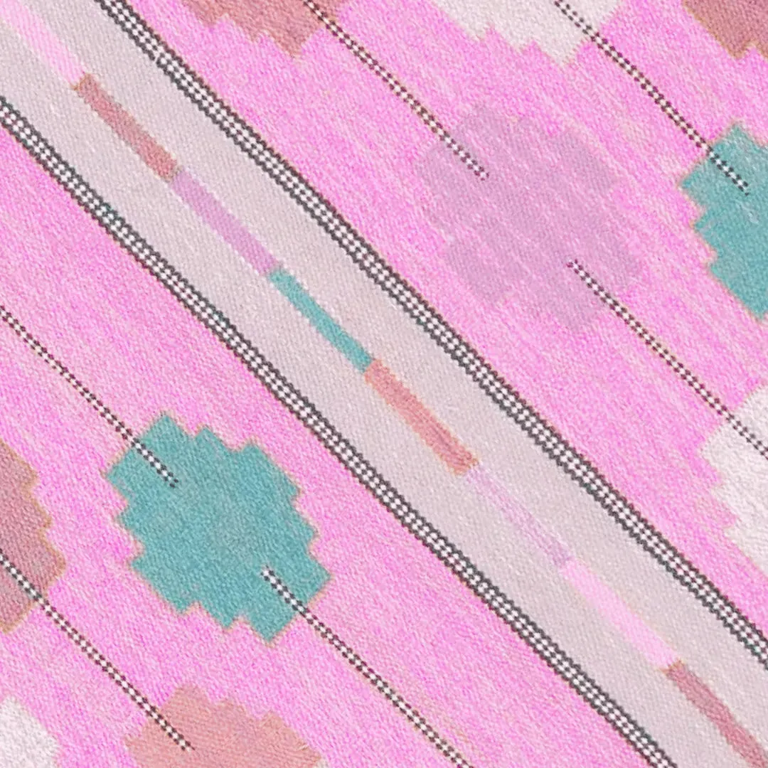 Fez Flair Dhurrie Cotton Rug - Pink
