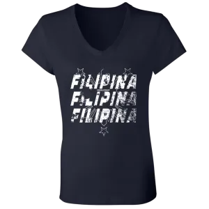 Filipina Filipina Filipina Ladies' Jersey V-Neck T-Shirt