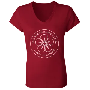 Filipina Flower Ladies' Jersey V-Neck T-Shirt