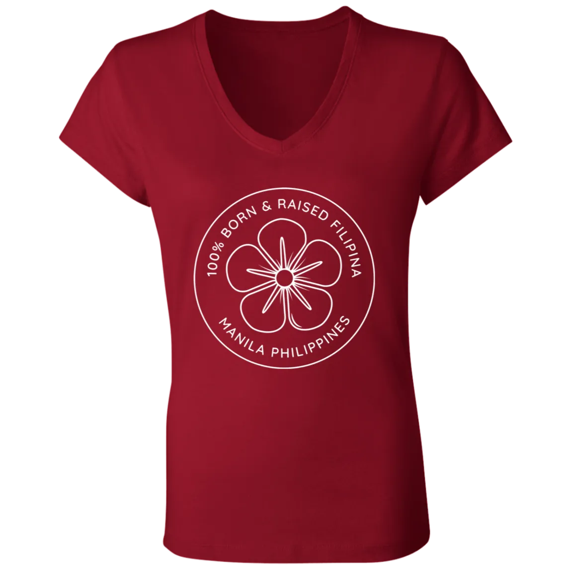 Filipina Flower Ladies' Jersey V-Neck T-Shirt