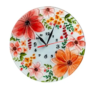 Floral Decorative Glass Clock,6cl149