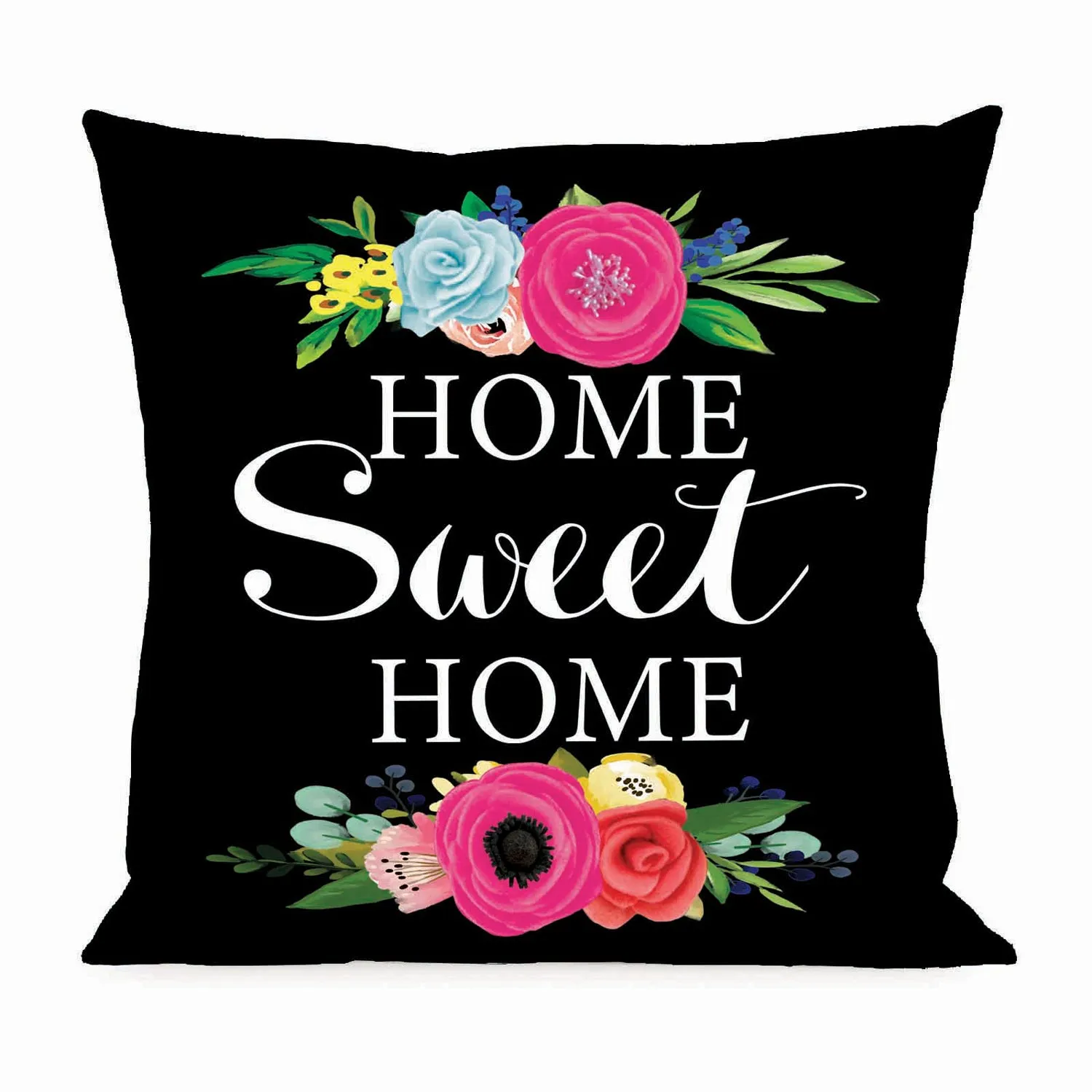Floral Home Sweet Home Interchangeable Pillow Cover,4plc392bl
