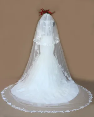 Floral Lace Wedding Veil with Blusher (#Danica)