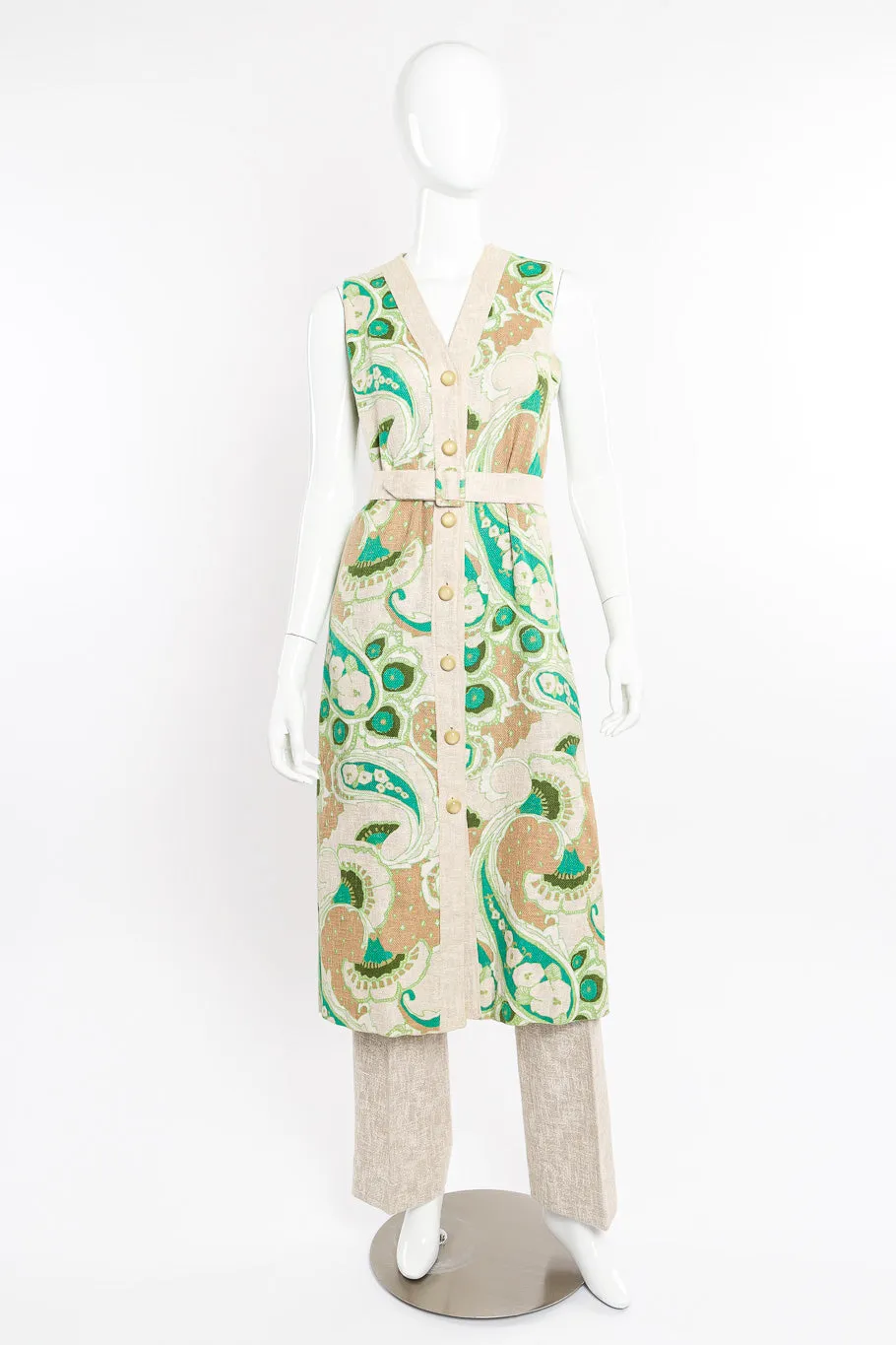 Floral Linen Duster Vest & Pant Set