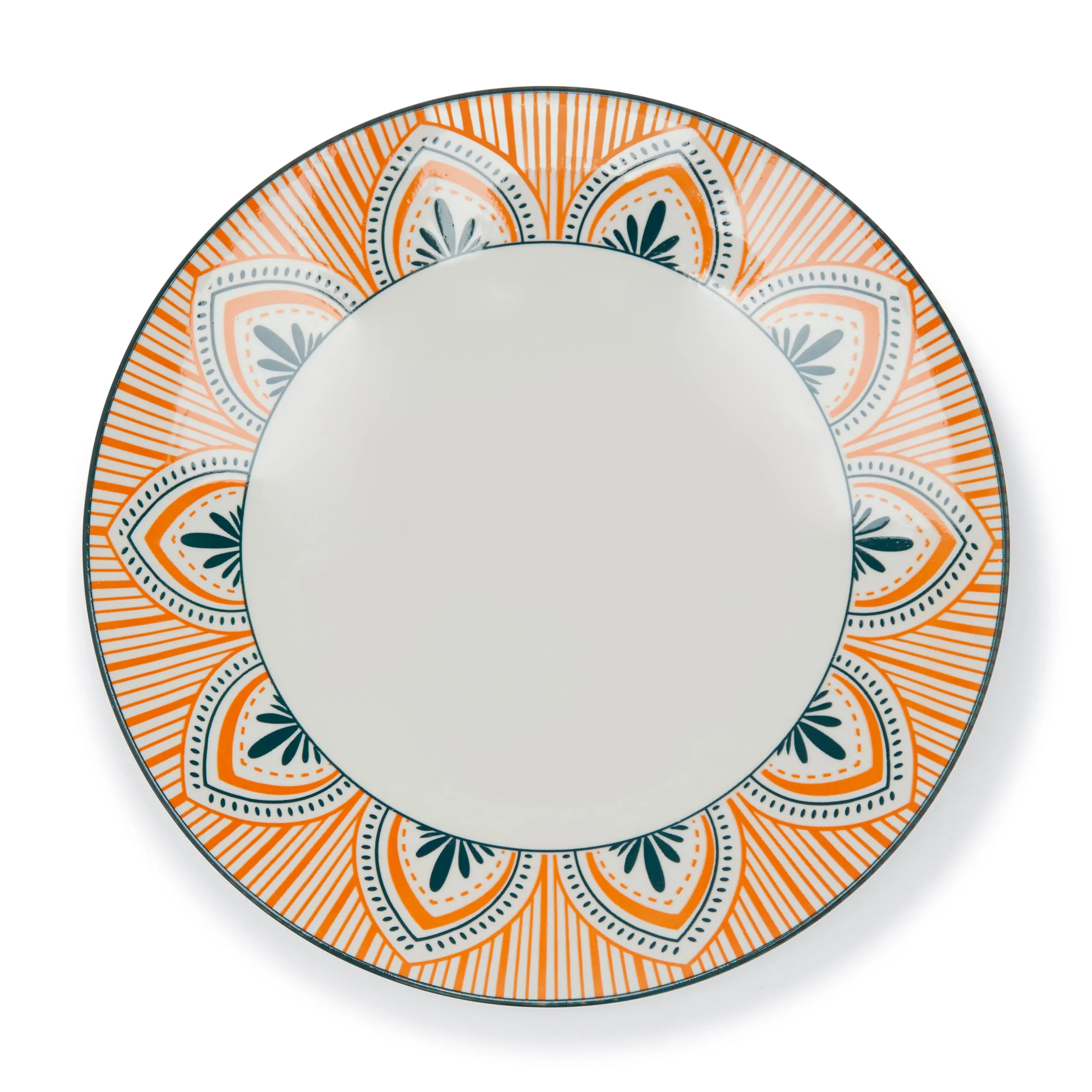 FLORAL MM KORI JHALLAR CERAMIC DINNER PLATE (27×2.5 CM)