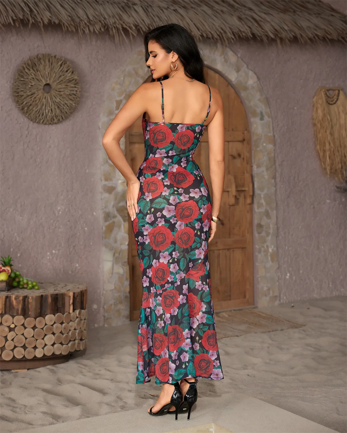 Floral Print Strap Maxi Dress