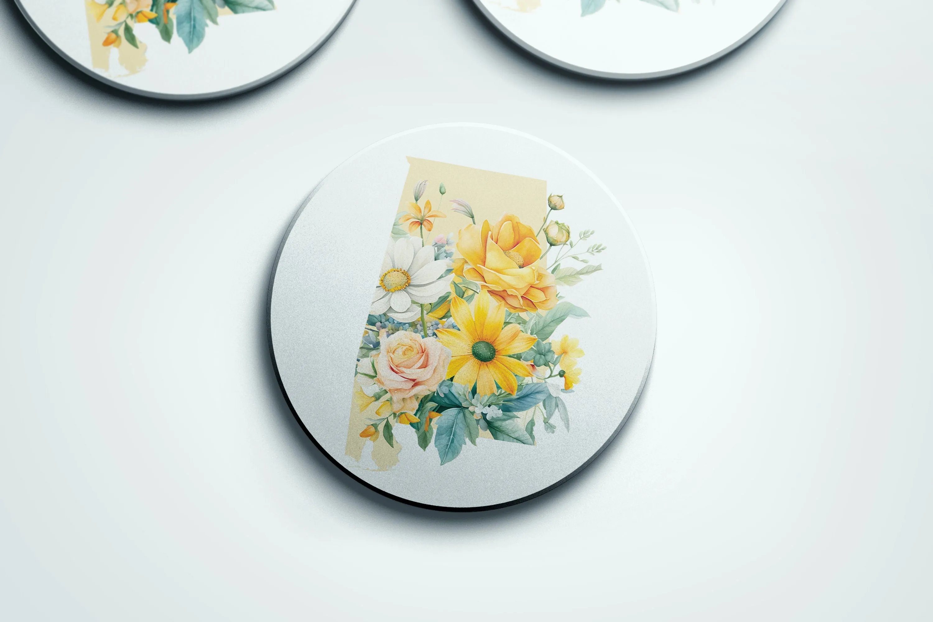 Flower Coasters Set - Set of 4 Alabama Coasters for Fall, Spring, Summer & Winter - Seasonal Floral Drinkware