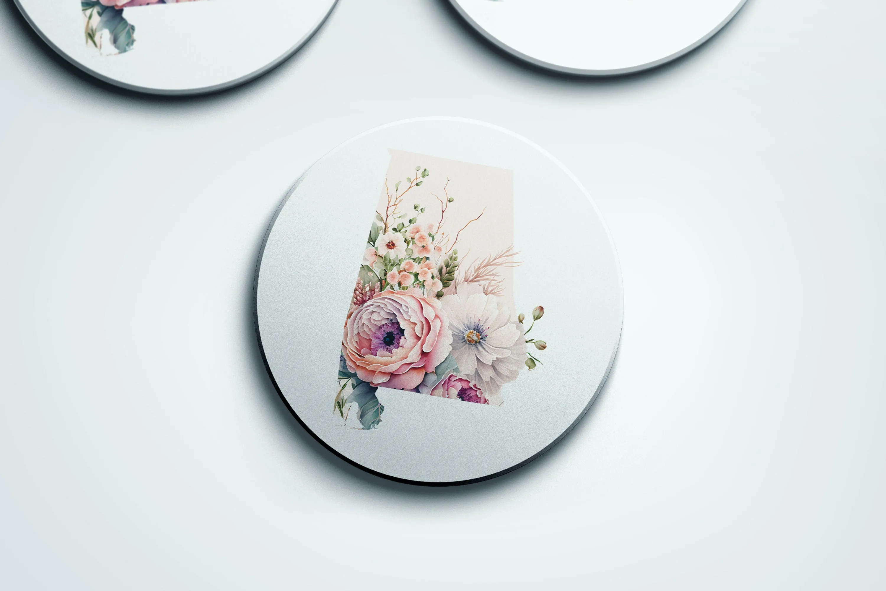 Flower Coasters Set - Set of 4 Alabama Coasters for Fall, Spring, Summer & Winter - Seasonal Floral Drinkware