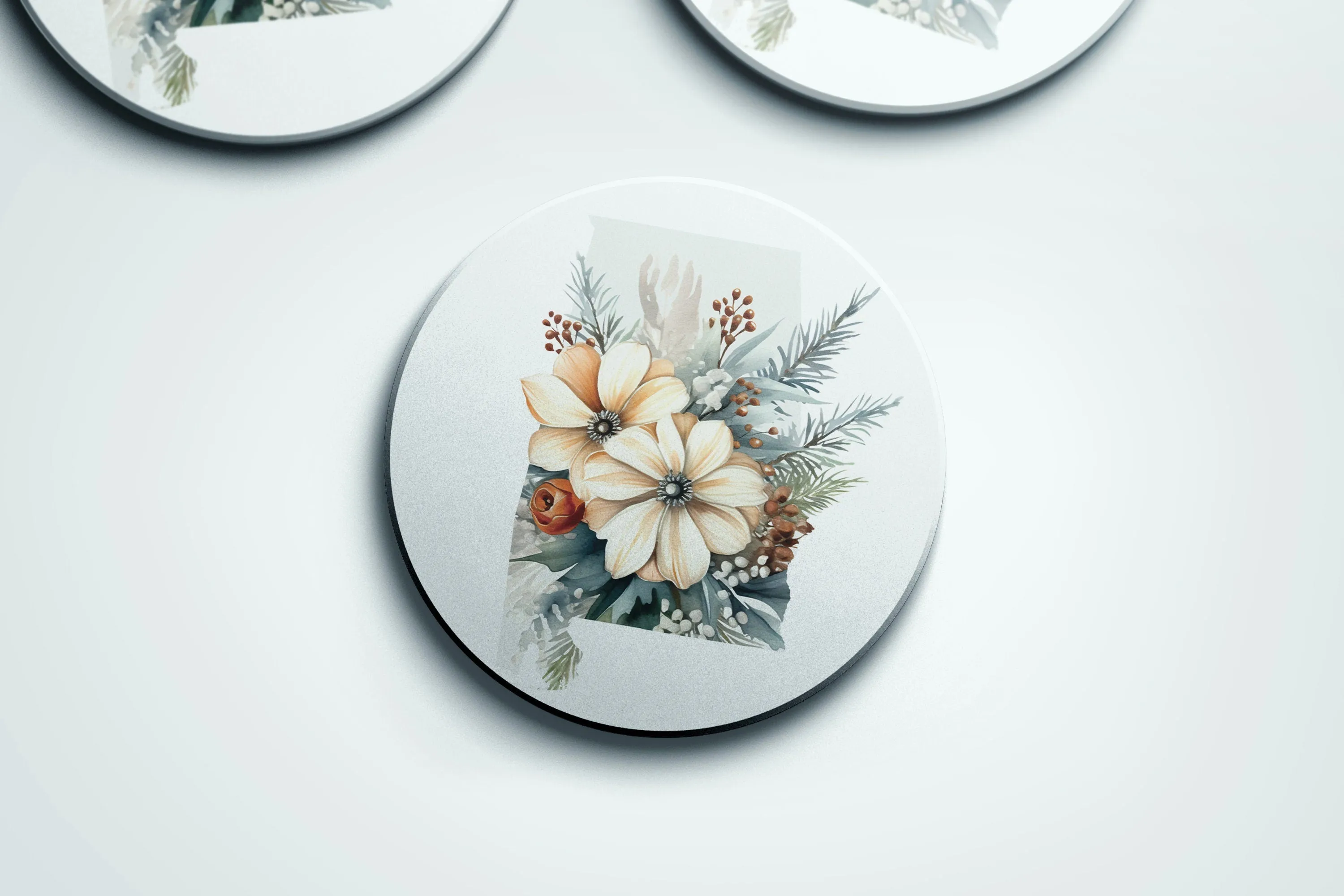 Flower Coasters Set - Set of 4 Alabama Coasters for Fall, Spring, Summer & Winter - Seasonal Floral Drinkware