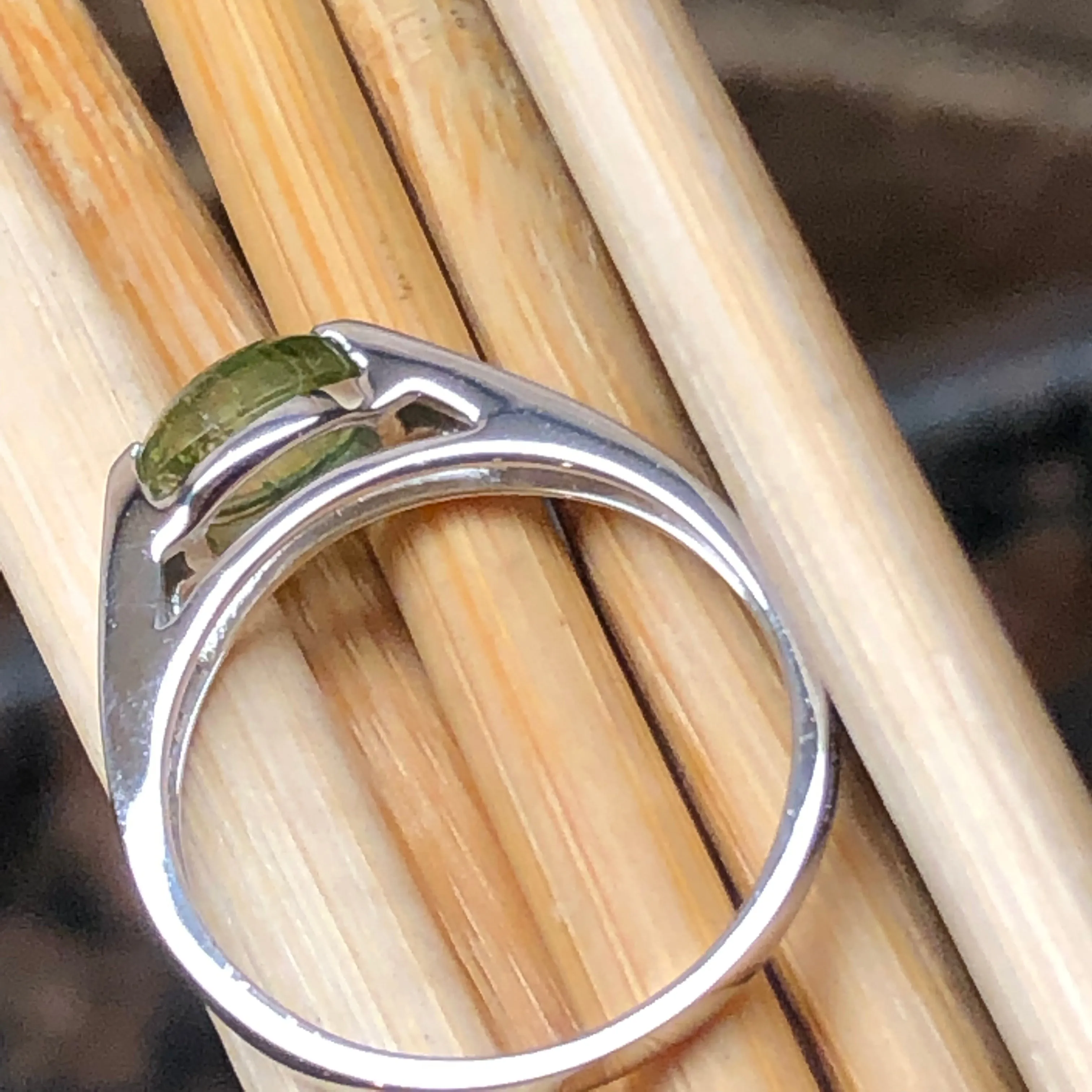 Genuine Green Tourmaline 925 Solid Sterling Silver Ring Size 6, 7, 8, 9