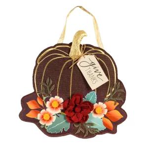Give Thanks Floral Pumpkin Door Décor,2dhb1647
