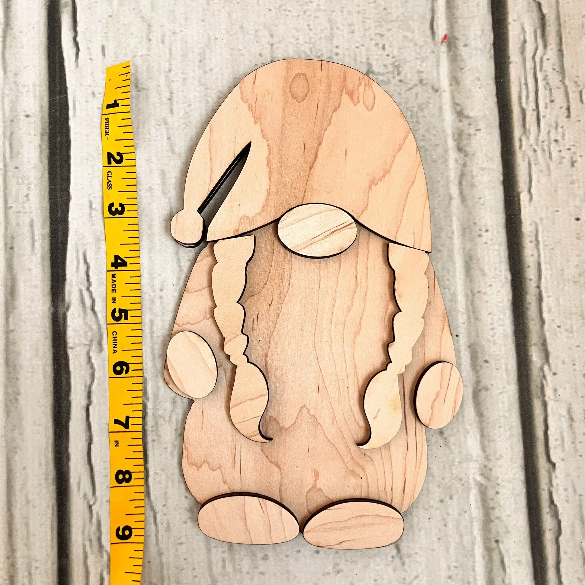 Gnome Kit Interchangeable Sign Unpainted Wood, Handmade Gnome Supplies DIY Kits for Adults