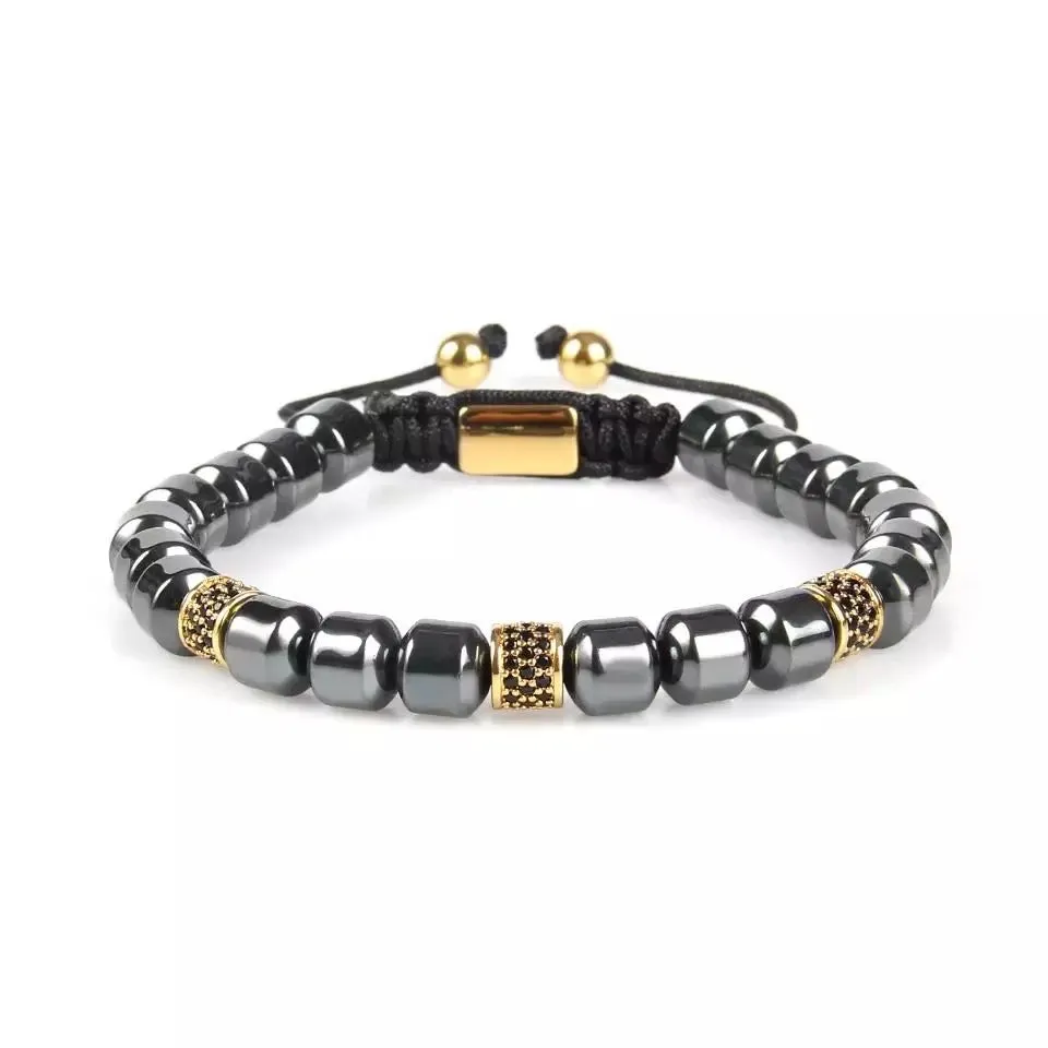 Gold & Black Crystals Metal Beads Bracelet