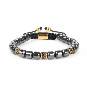 Gold & Black Crystals Metal Beads Bracelet