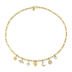 Gold & Diamond Multi-Charm Jet Set Necklace