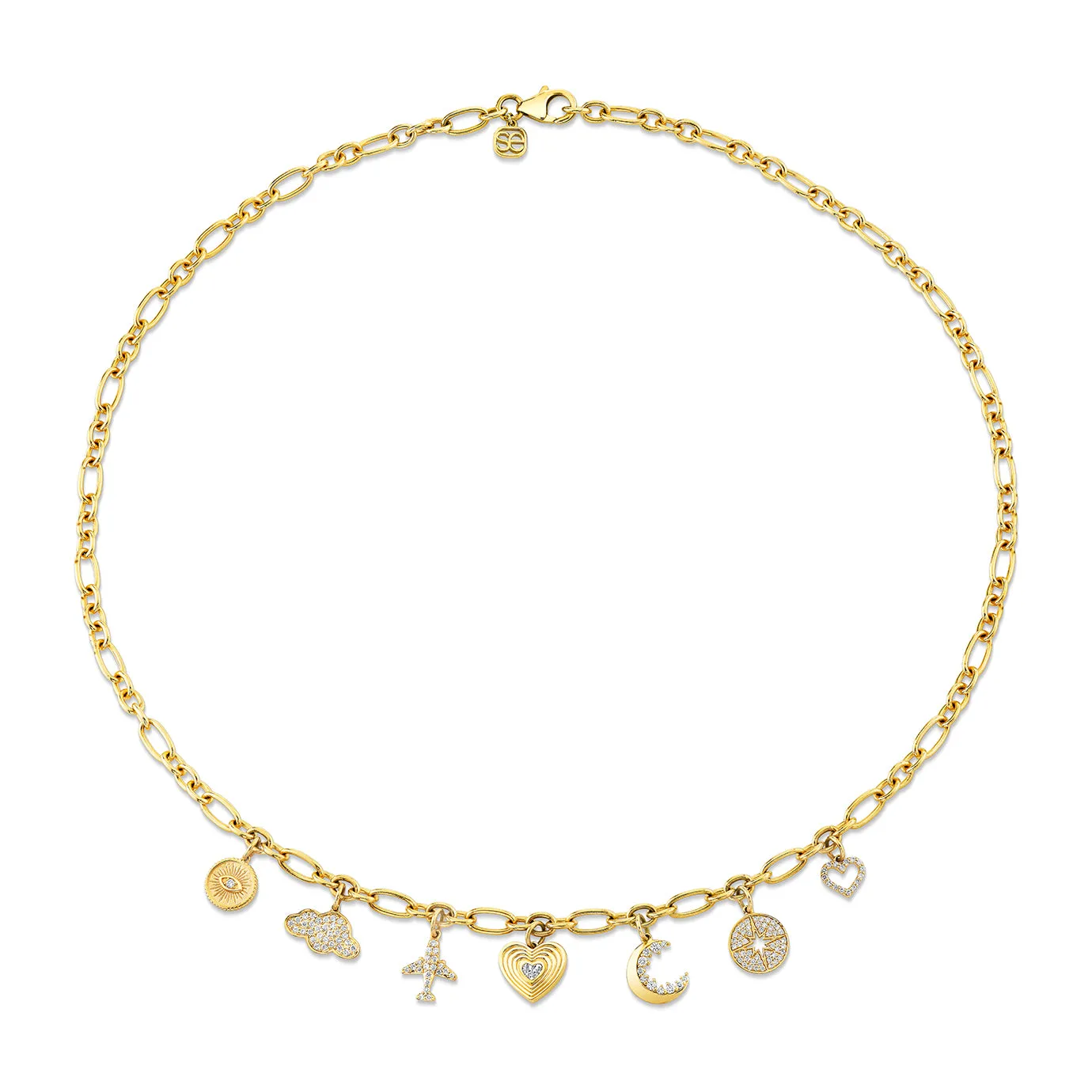 Gold & Diamond Multi-Charm Jet Set Necklace