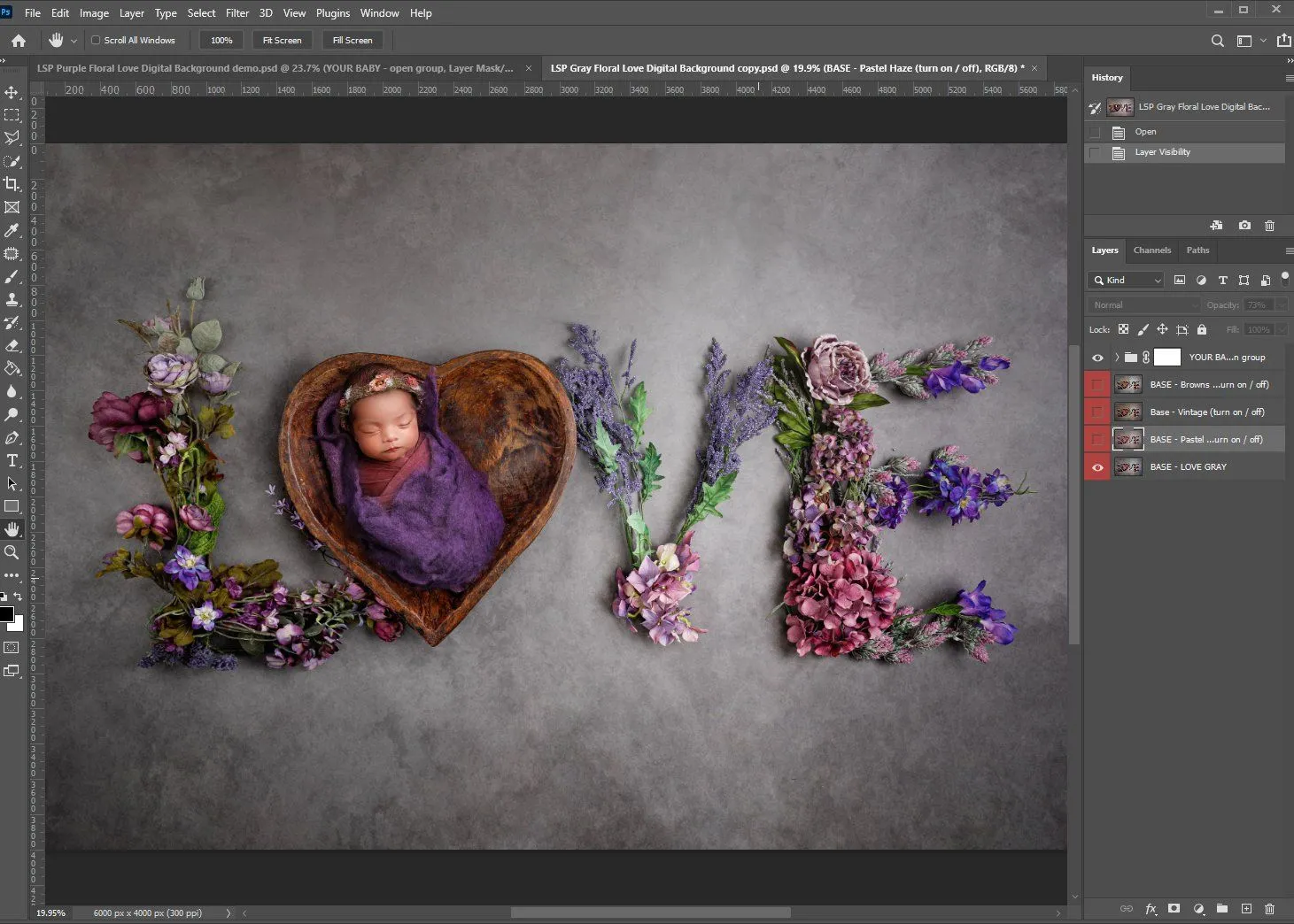 Gray Floral Love (Ana Brandt Digital)