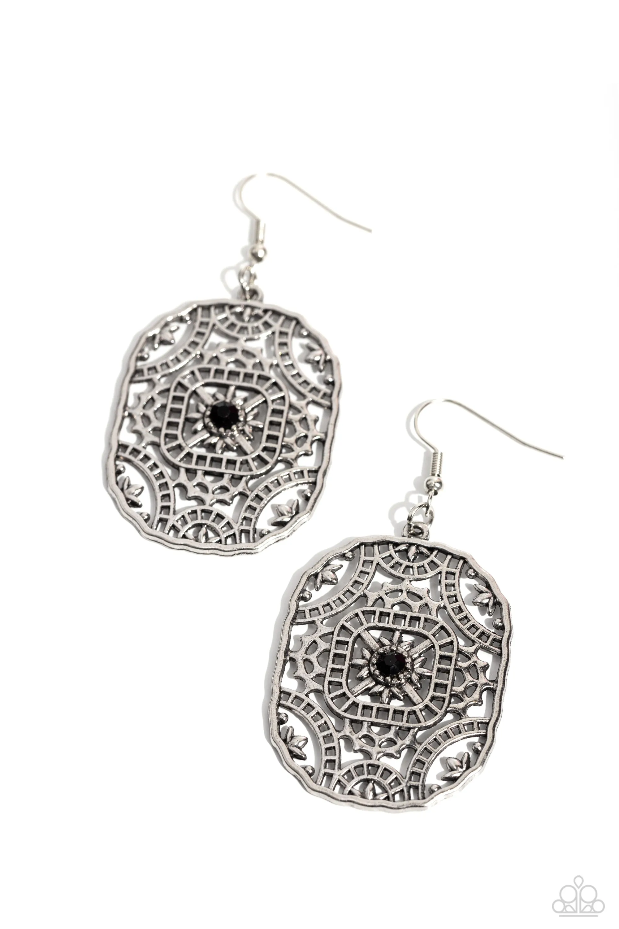 Greco-Roman Romance -  Black Earrings- Paparazzi Accessories