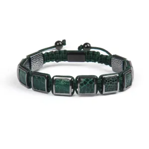 Green Python Black Square Beads Braided Bracelet