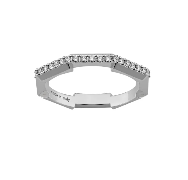 Gucci 18K White Gold Link To Love Diamond Band