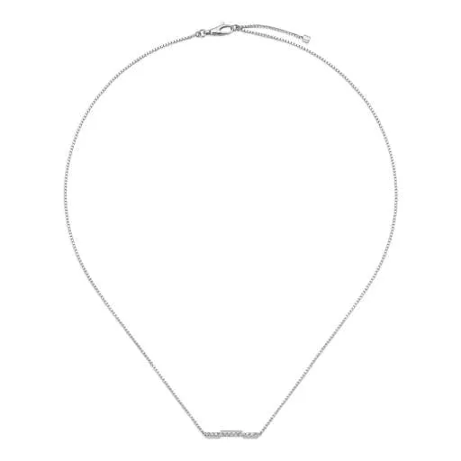 Gucci 18K White Gold Link To Love Diamond Bar Necklace