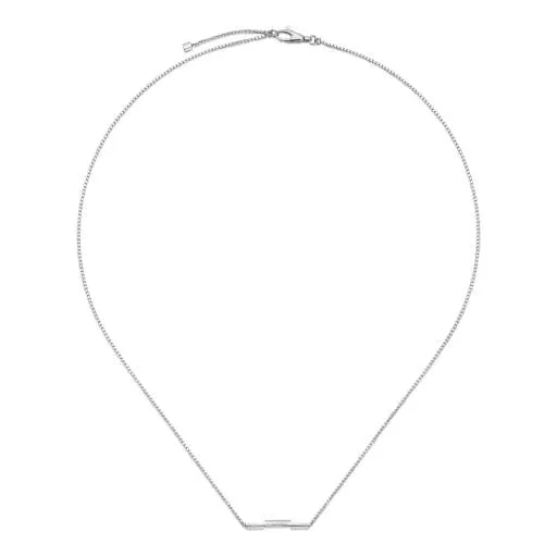 Gucci 18K White Gold Link To Love Diamond Bar Necklace