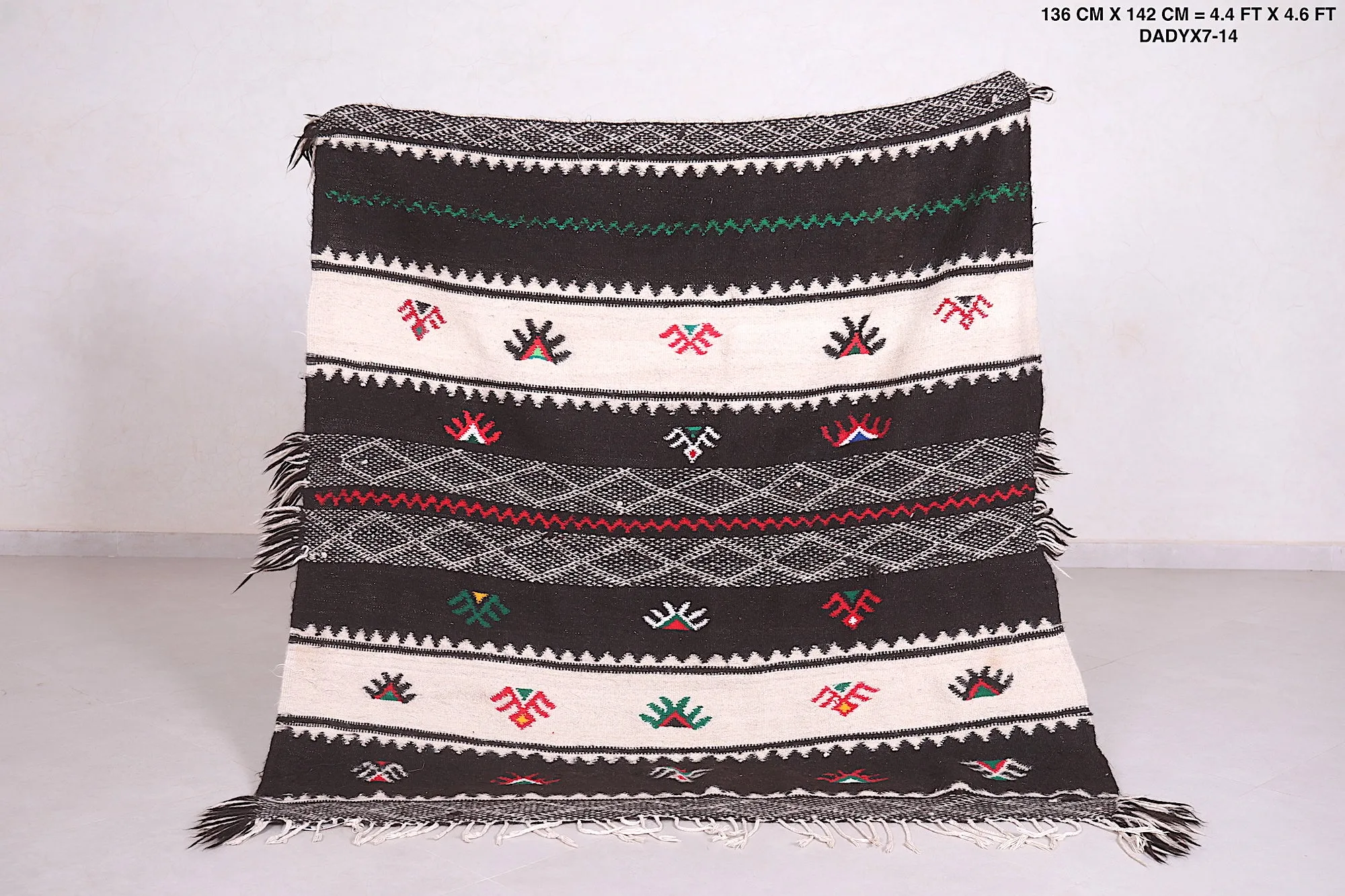 Handwoven Kilim 4.4 x 4.6 Feet – Traditional Berber Rug