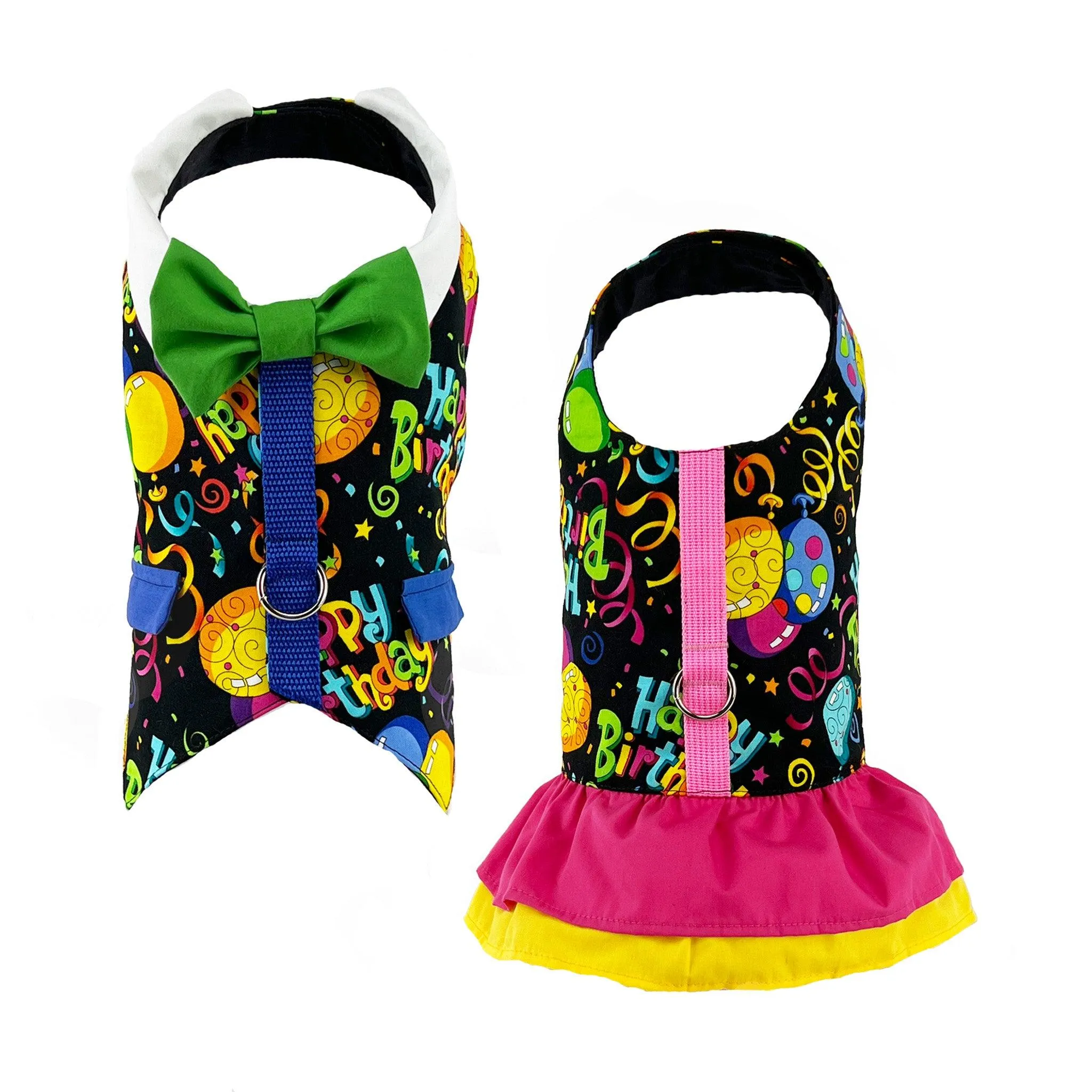 Happy Birthday Ruffled Dog Vest Harness