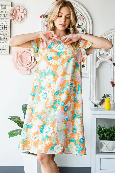 Hazel Blues® | Heimish Ruffled Short Sleeve Floral Mini Dress