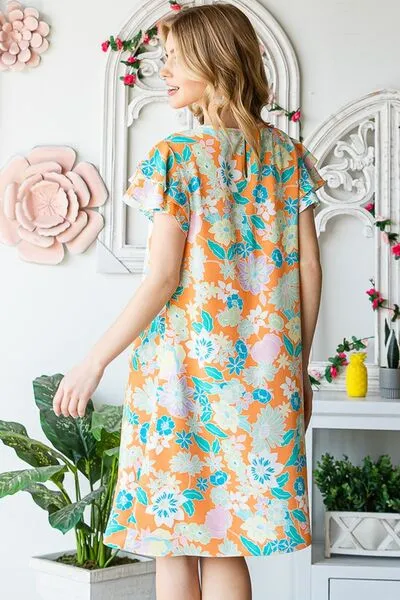 Hazel Blues® | Heimish Ruffled Short Sleeve Floral Mini Dress