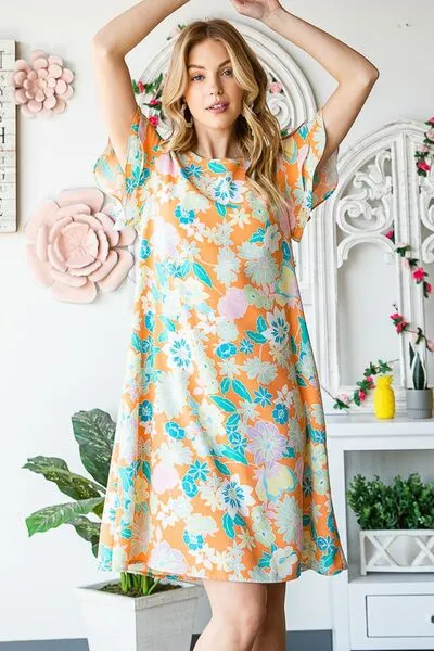 Hazel Blues® | Heimish Ruffled Short Sleeve Floral Mini Dress