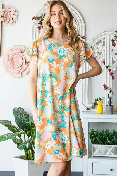 Hazel Blues® | Heimish Ruffled Short Sleeve Floral Mini Dress