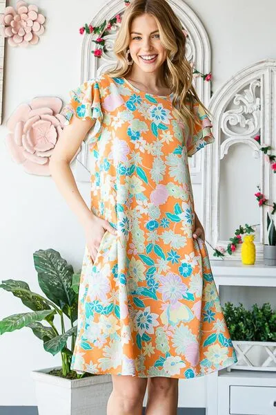 Hazel Blues® | Heimish Ruffled Short Sleeve Floral Mini Dress
