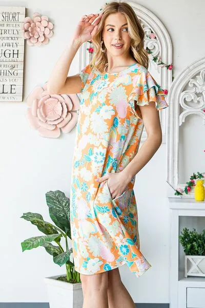 Hazel Blues® | Heimish Ruffled Short Sleeve Floral Mini Dress