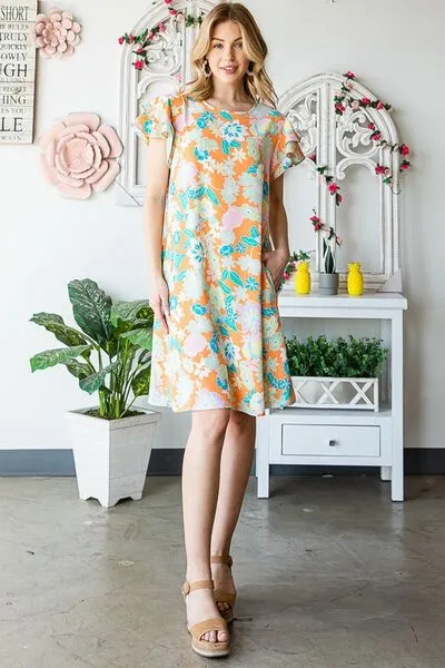 Hazel Blues® | Heimish Ruffled Short Sleeve Floral Mini Dress