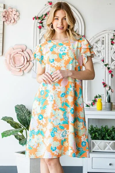 Hazel Blues® | Heimish Ruffled Short Sleeve Floral Mini Dress
