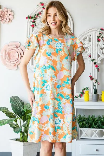 Hazel Blues® | Heimish Ruffled Short Sleeve Floral Mini Dress