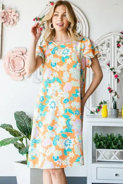 Hazel Blues® | Heimish Ruffled Short Sleeve Floral Mini Dress