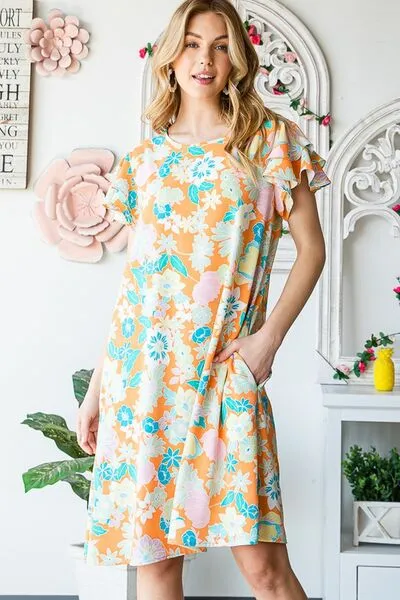 Hazel Blues® | Heimish Ruffled Short Sleeve Floral Mini Dress