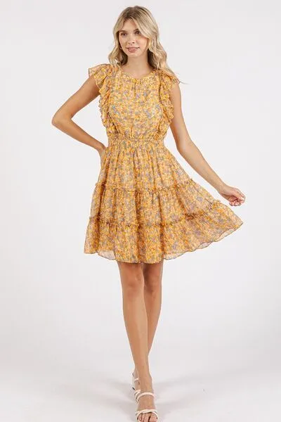 Hazel Blues® |  Mittoshop Ditsy Floral Print Ruffle Chiffon Mini Dress