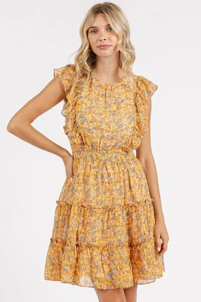 Hazel Blues® |  Mittoshop Ditsy Floral Print Ruffle Chiffon Mini Dress