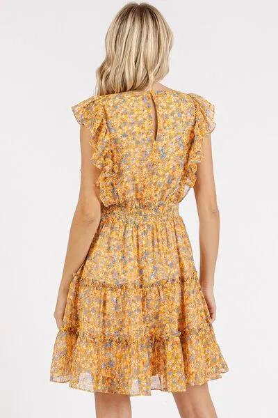 Hazel Blues® |  Mittoshop Ditsy Floral Print Ruffle Chiffon Mini Dress
