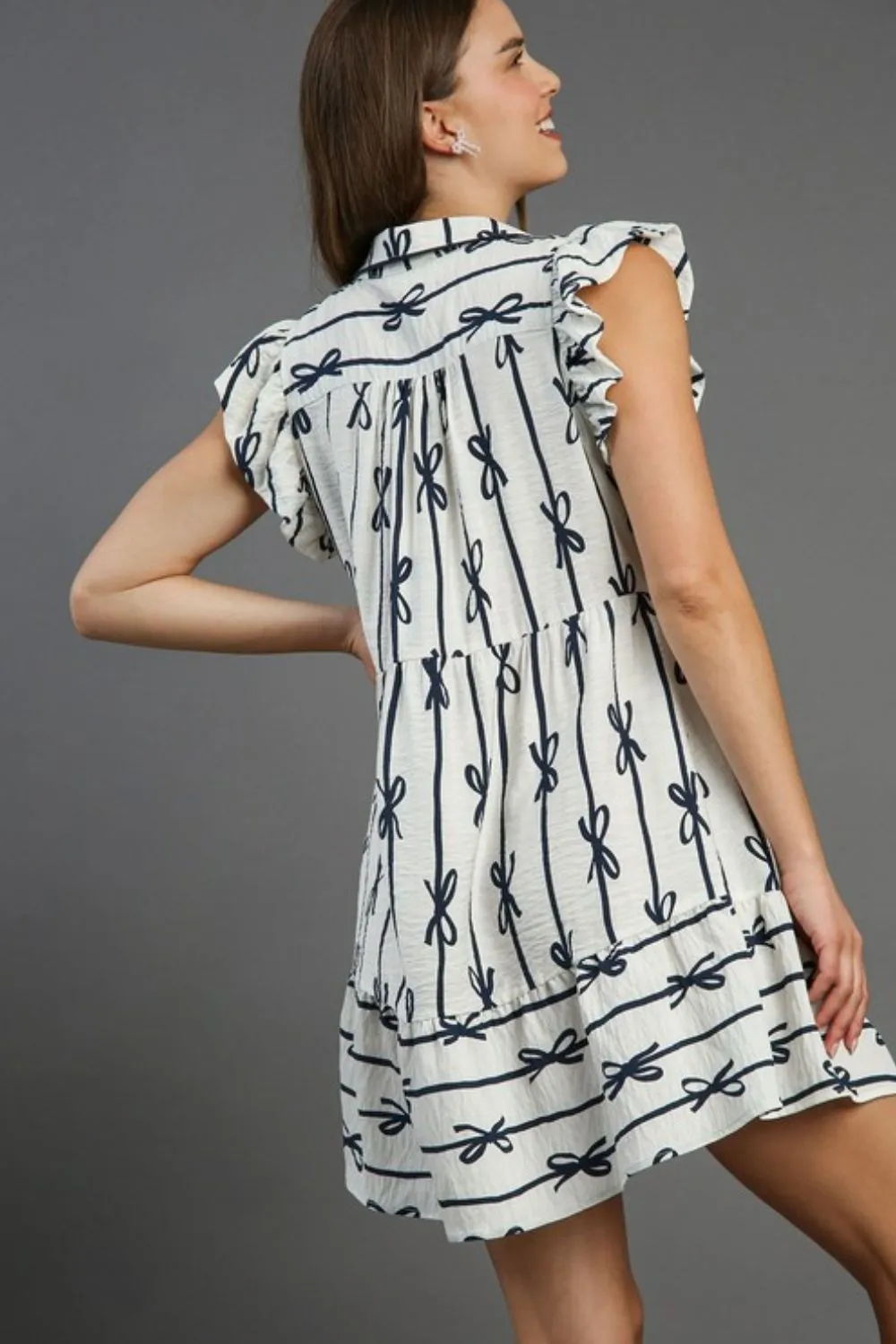 Hazel Blues® | Umgee Ribbon Collared Mini A-Line Dress