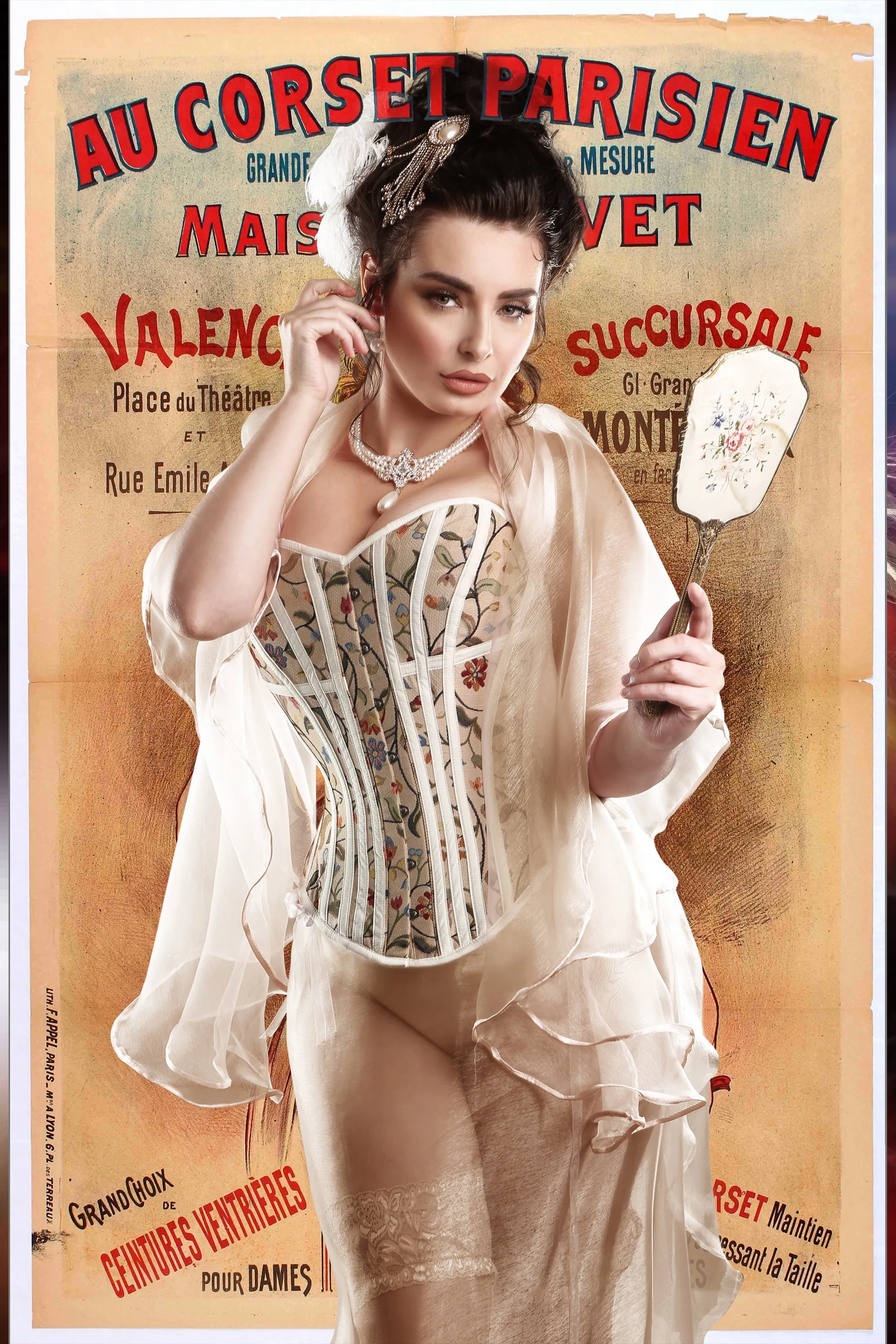 Historically Inspired Floral Print Overbust Corset
