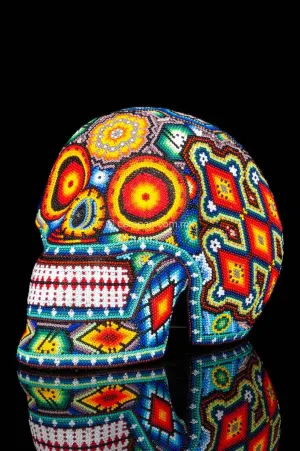 Huichol Beaded Skull Decorated with  Sacred Symbols